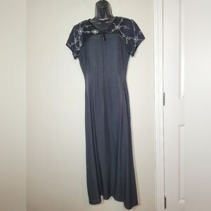 Vintage Jessica Lauren Black Classy Modest Maxi Dress sz 10
